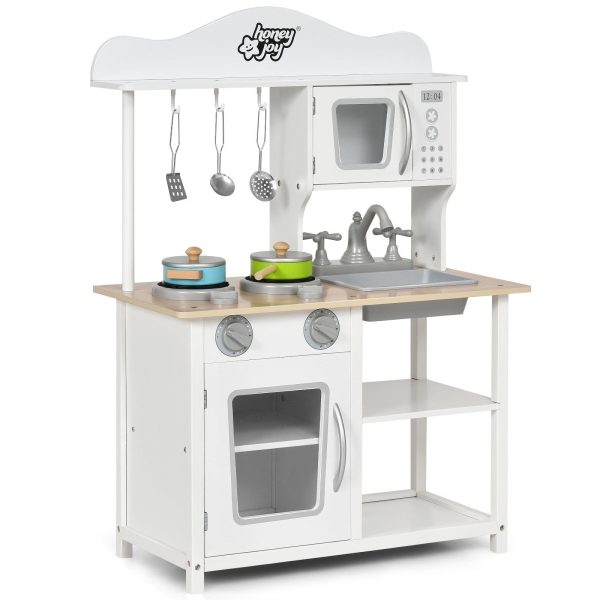 Wooden Pretend Play Kitchen Set for Kids with Accessories and Sink For Cheap
