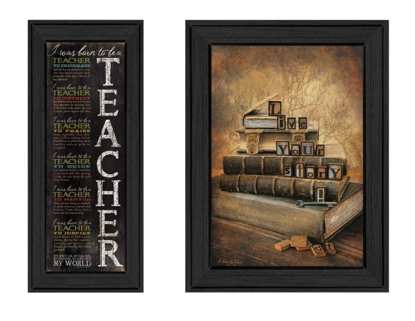 School Collection  2-Piece Vignette By R. Vieira and P. Britton; Printed Wall Art; Ready To Hang Framed Poster; Black Frame Hot on Sale