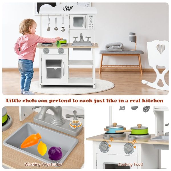 Wooden Pretend Play Kitchen Set for Kids with Accessories and Sink For Cheap - Image 5