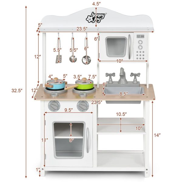 Wooden Pretend Play Kitchen Set for Kids with Accessories and Sink For Cheap - Image 2